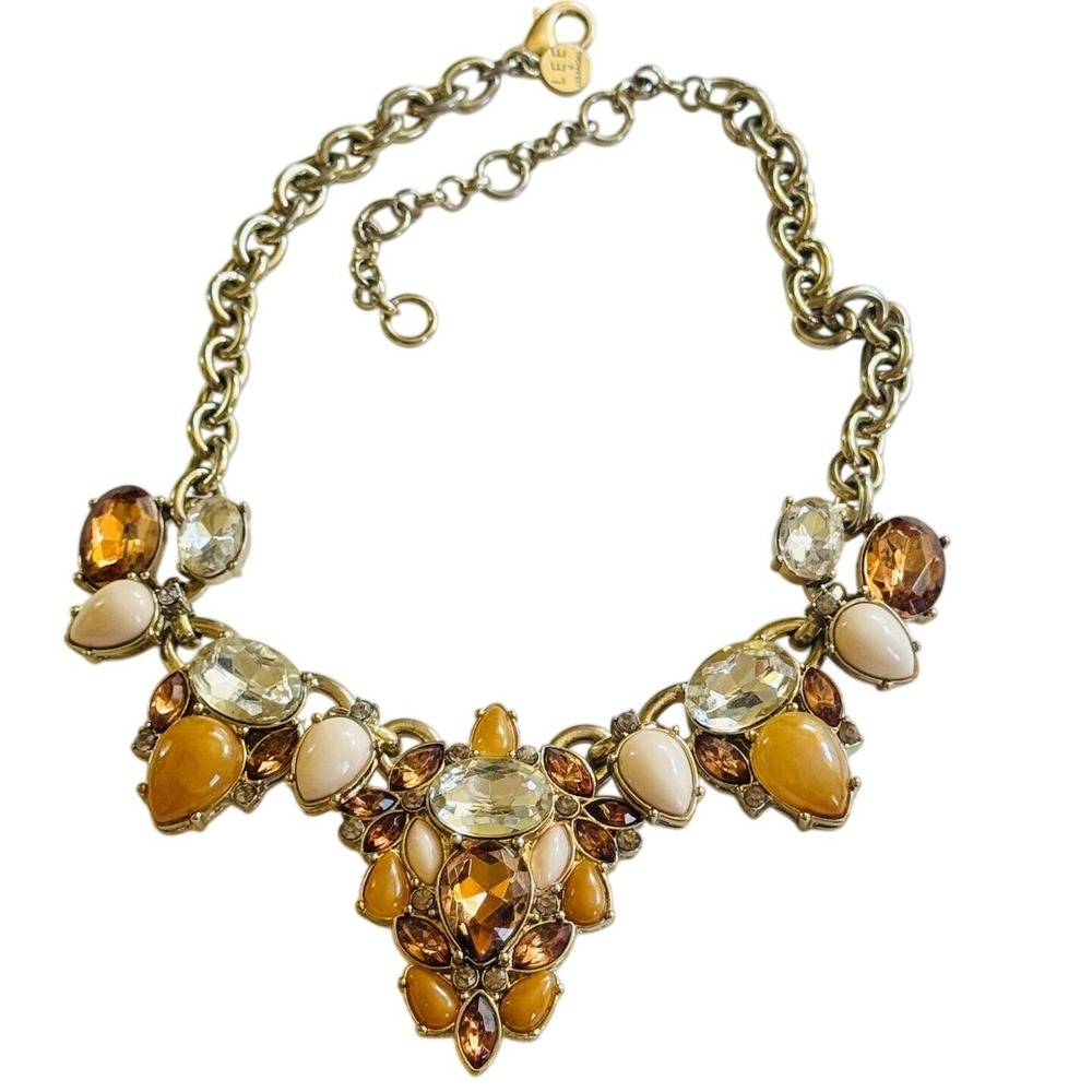Lee Angel Collar Designer Necklace‎ Statement Jeweled chunky Gold LeeAngel 19"